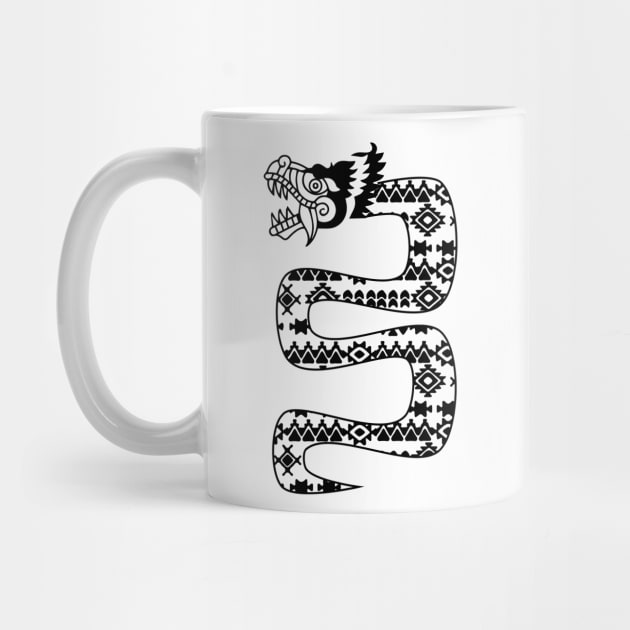 Aztec pattern snake dragon black by JDP Designs